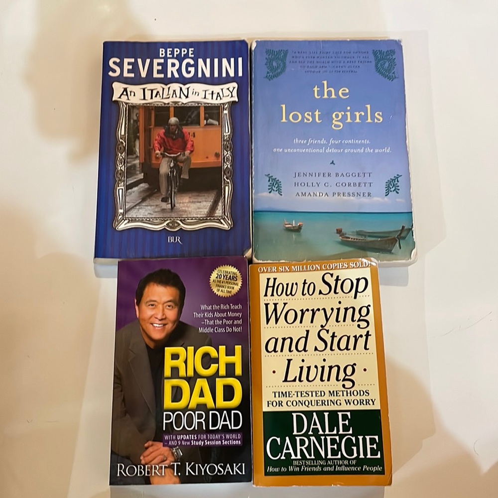 4/$10Books - Dale Carnegie;Rich Dad Poor Dad;The Lost Girls;An Italian in Italy